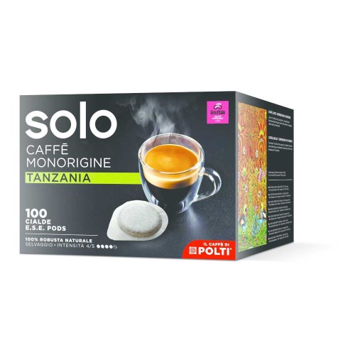Zestaw 100 saszetek E.S.E. kawy SOLO Caffè Monorigine Tanzania do ekspresów Polti